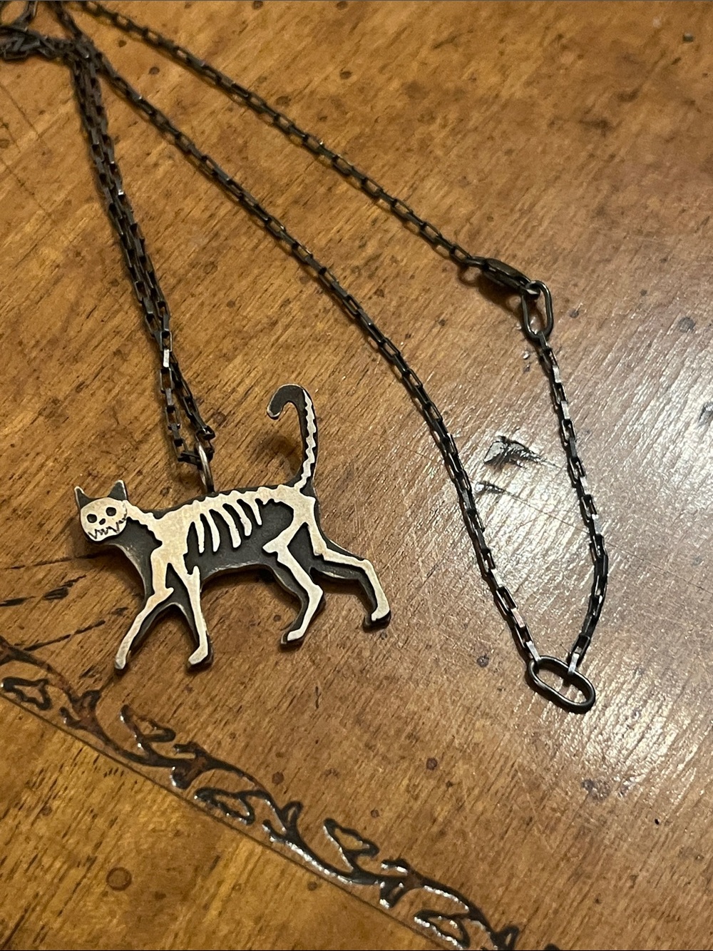 Cat skeleton necklace
